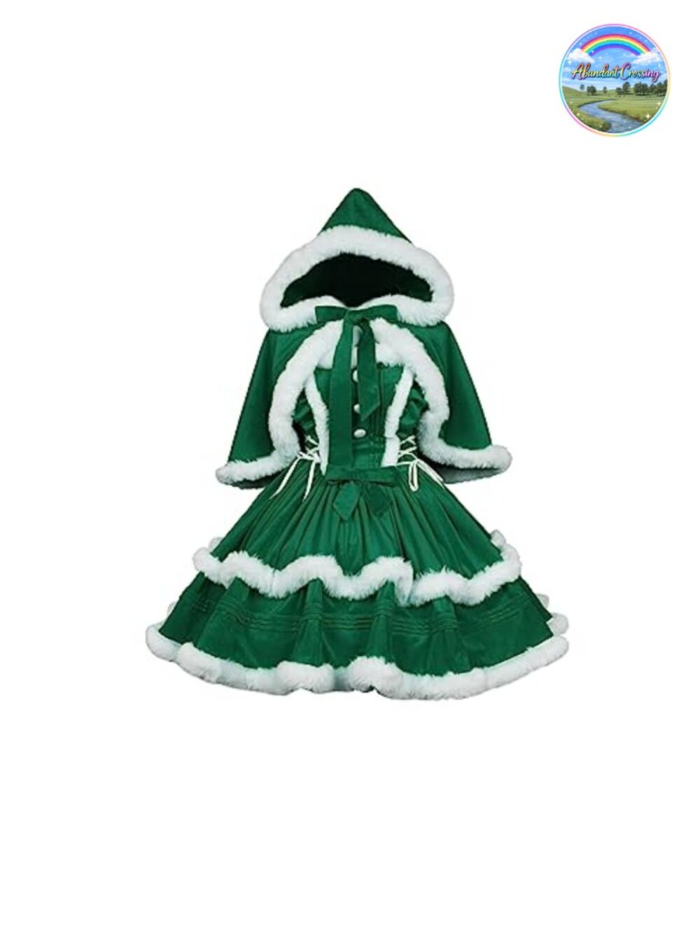 Velvet Christmas Santa Lolita Party Dress with Detachable Hooded Cape